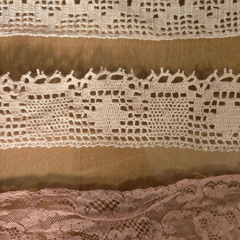 Vintage Lace Trim Lot 7 Rolls Crochet Eyelet Floral Cream Rose Sewing Crafting - Picture 4 of 15